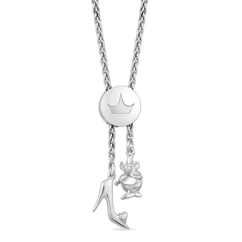 Main Image 3 of Enchanted Disney Cinderella Oval Blue Topaz and 1/10 CT. T.W. Diamond Carriage Bolo Bracelet in Sterling Silver - 9.5"