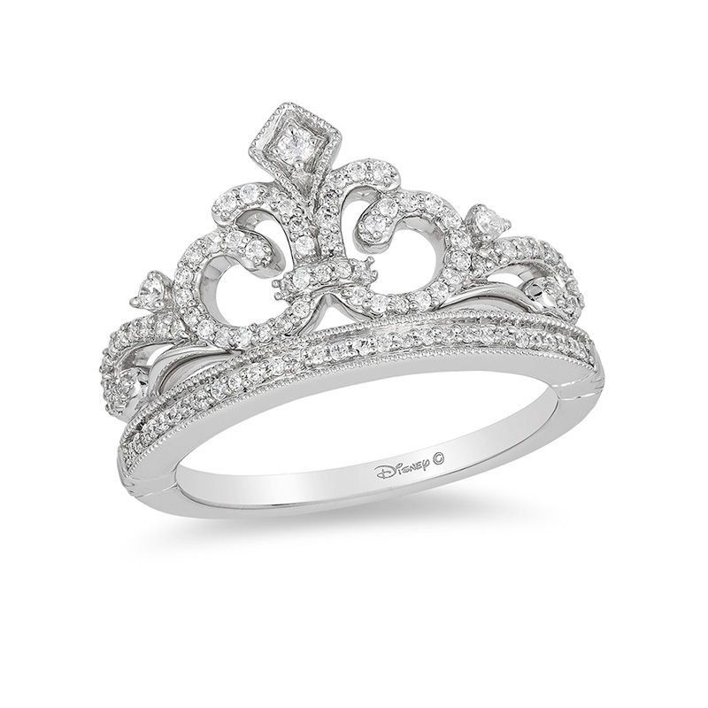 Enchanted Disney Princess 1/3 CT. T.W. Diamond Crown Vintage-Style Ring in Sterling Silver - Size 7