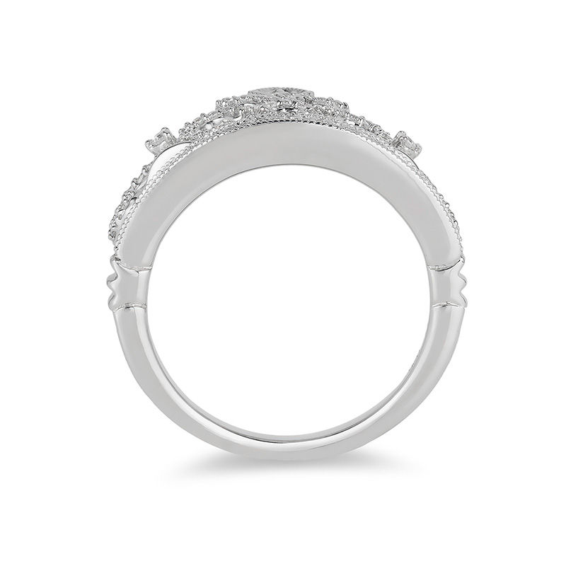 Main Image 3 of Enchanted Disney Princess 1/3 CT. T.W. Diamond Crown Vintage-Style Ring in Sterling Silver - Size 7