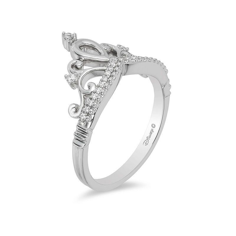Main Image 2 of Enchanted Disney Princess 1/10 CT. T.W. Diamond Tiara Ring in Sterling Silver