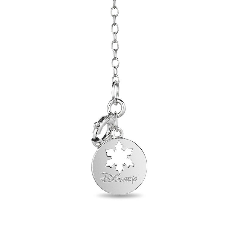 Enchanted Disney Elsa 5.0mm Aquamarine and 1/10 CT. T.W. Diamond Key Pendant in Sterling Silver - 19"