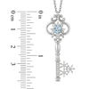 Thumbnail Image 3 of Enchanted Disney Elsa 5.0mm Aquamarine and 1/10 CT. T.W. Diamond Key Pendant in Sterling Silver - 19"