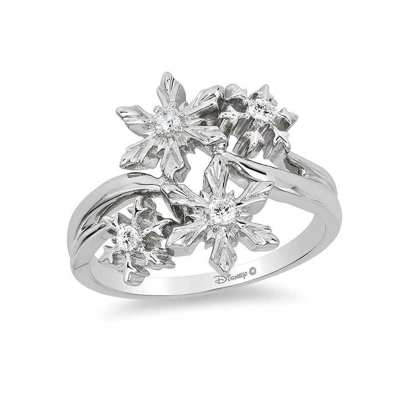 Enchanted Disney Elsa 1/10 CT. T.W. Diamond Snowflake Ring in Sterling Silver