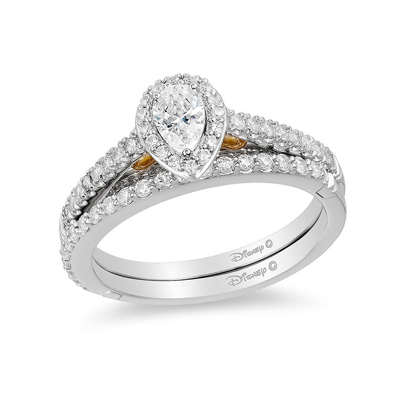 Main Image 3 of Enchanted Disney Merida 1/2 CT. T.W. Pear-Shaped Diamond Frame Engagement Ring in 14K Two-Tone Gold