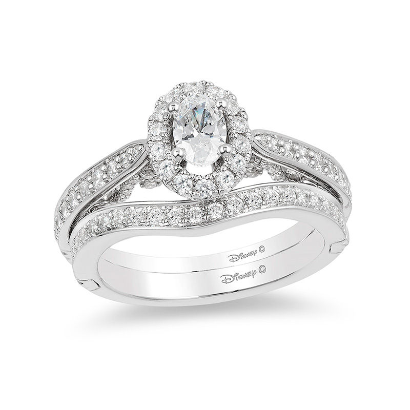 Main Image 3 of Enchanted Disney Ariel 1 CT. T.W. Oval Diamond Frame Engagement Ring in 14K White Gold