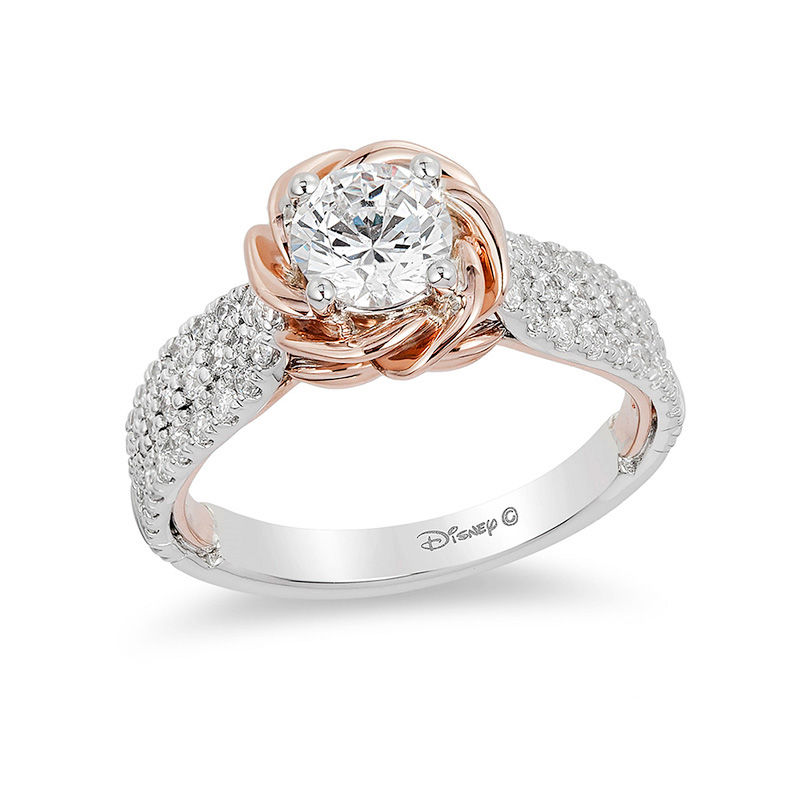 Enchanted Disney Belle 1-1/4 CT. T.W. Diamond Rose Frame Engagement Ring in 14K Two-Tone Gold