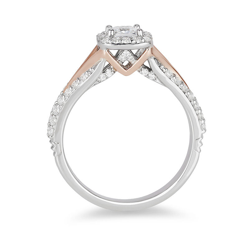 Enchanted Disney Aurora 3/4 CT. T.W. Princess-Cut Diamond Frame Engagement Ring in 14K Two-Tone Gold