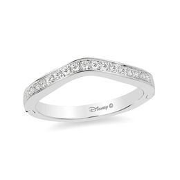 Enchanted Disney Princess 1/5 CT. T.W. Diamond Contour Grooved Shank Wedding Band in 14K White Gold
