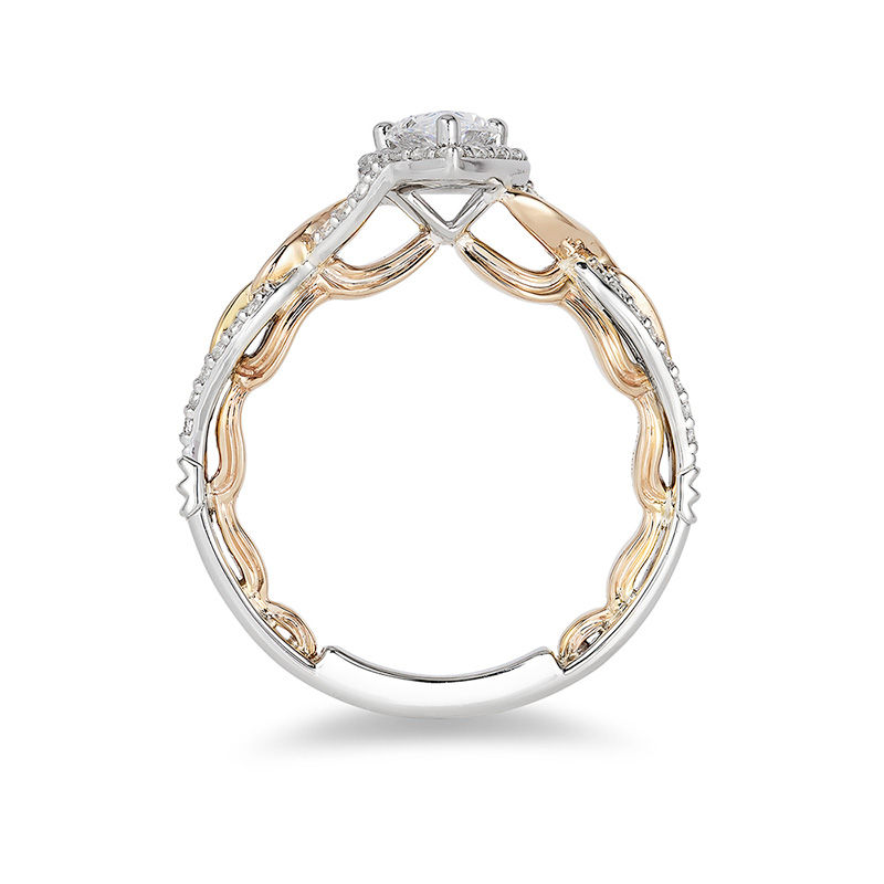 Main Image 2 of Enchanted Disney Rapunzel 3/4 CT. T.W. Pear-Shaped Diamond Frame Twist Engagement Ring in 14K Two-Tone Gold - Size 7