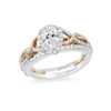 Thumbnail Image 2 of Enchanted Disney Rapunzel 3/4 CT. T.W. Pear-Shaped Diamond Frame Twist Engagement Ring in 14K Two-Tone Gold - Size 7