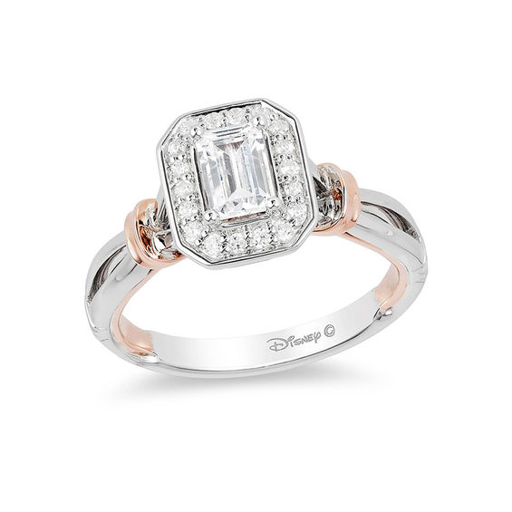 Enchanted Disney Snow White 5 8 Ct T W Emerald Cut Diamond Frame T W Emerald Cut Diamond Frame Engagement