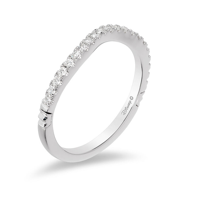 Main Image 2 of Enchanted Disney Princess 1/5 CT. T.W. Diamond Contour Wedding Band in 14K White Gold