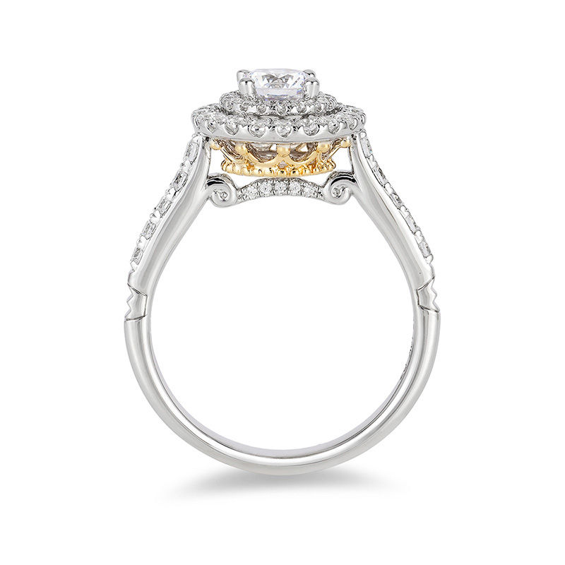 Enchanted Disney Princess 1 CT. T.W. Diamond Double Frame Crown Engagement Ring in 14K Two-Tone Gold
