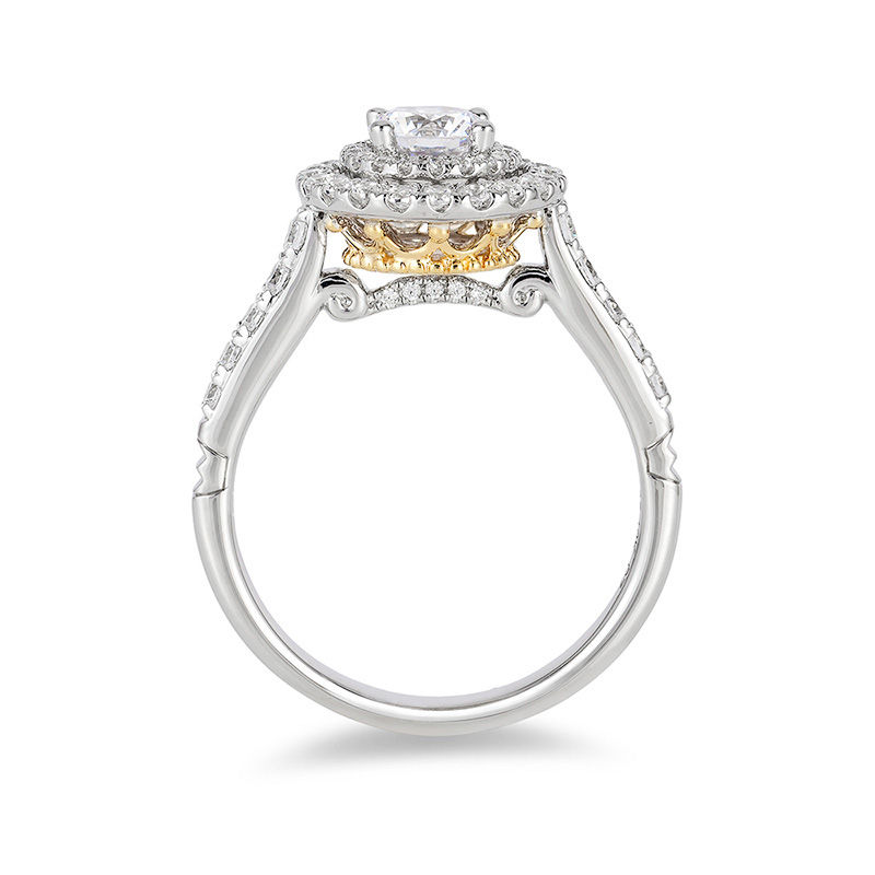 Main Image 3 of Enchanted Disney Princess 1 CT. T.W. Diamond Double Frame Crown Engagement Ring in 14K Two-Tone Gold