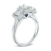 Thumbnail Image 1 of Vera Wang Love Collection 1-1/3 CT. T.W. Emerald-Cut Diamond Three Stone Frame Engagement Ring in 14K White Gold