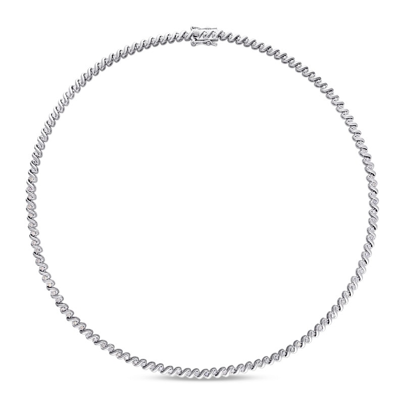Main Image 2 of 1 CT. T.W. Diamond "S" Tennis Necklace in Sterling Silver - 17"