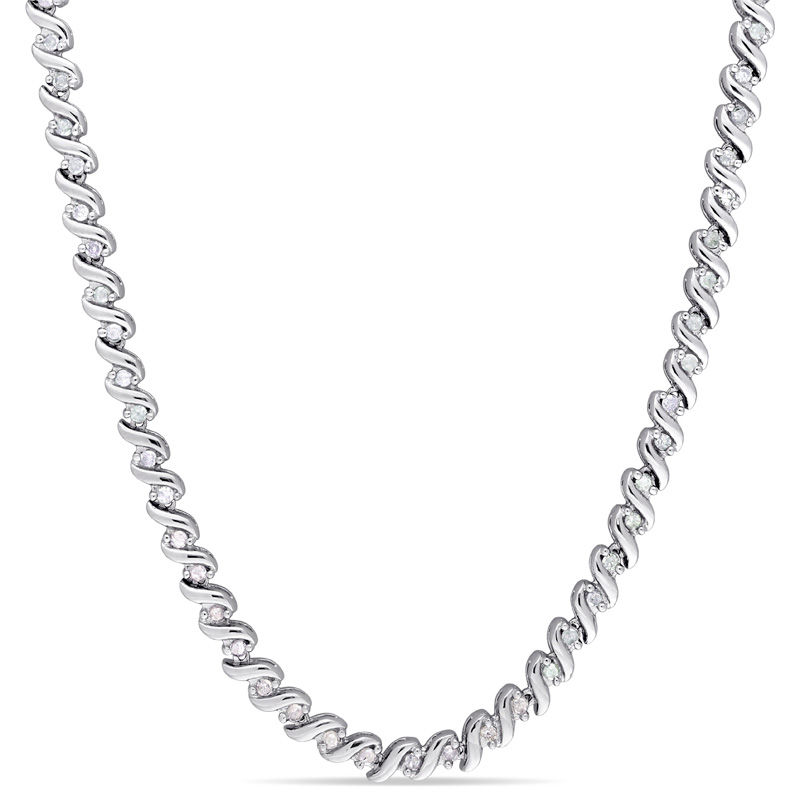 1 CT. T.W. Diamond "S" Tennis Necklace in Sterling Silver - 17"