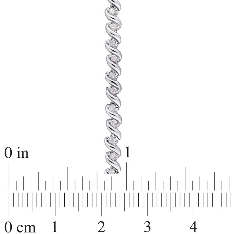 Main Image 4 of 1 CT. T.W. Diamond "S" Tennis Necklace in Sterling Silver - 17"