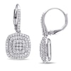 Thumbnail Image 1 of 1 CT. T.W. Composite Diamond Double Cushion Frame Drop Earrings in Sterling Silver