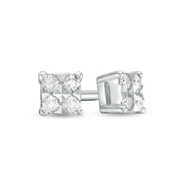 1/4 CT. T.W. Composite Diamond Square Stud Earrings in 10K White Gold