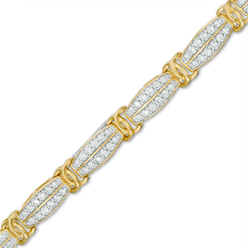 2 CT. T.W. Diamond Double Row Bracelet in 10K Gold - 7.5"