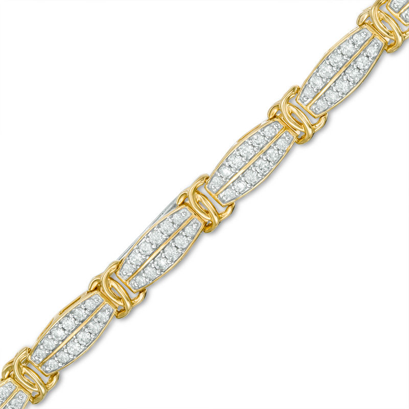 Main Image 1 of 2 CT. T.W. Diamond Double Row Bracelet in 10K Gold - 7.5"