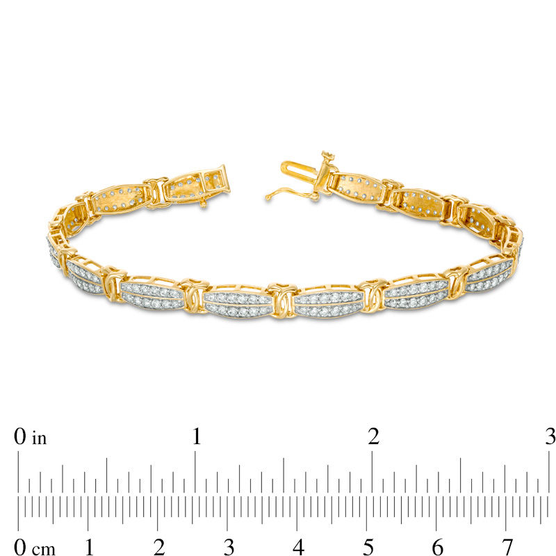 Main Image 3 of 2 CT. T.W. Diamond Double Row Bracelet in 10K Gold - 7.5"