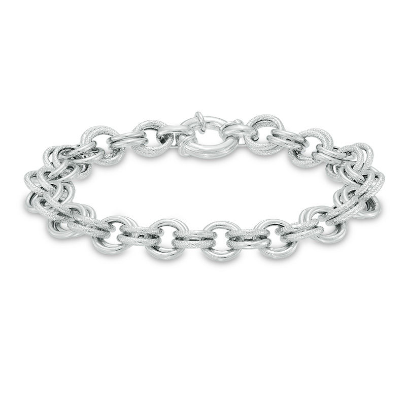 Main Image 2 of Made in Italy 9.0mm Multi-Link Cable Chain Bracelet in Sterling Silver - 7.5"