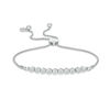 Thumbnail Image 0 of 1/2 CT. T.W. Diamond Flower Cluster Bar Bolo Bracelet in 10K White Gold - 9.0"