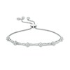 Thumbnail Image 1 of 3/8 CT. T.W. Multi-Diamond Flower Twist Bolo Bracelet in 10K White Gold - 8.9"