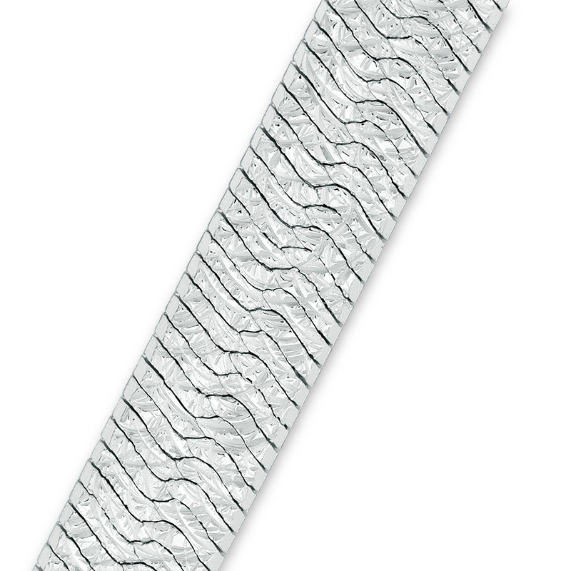 Main Image 2 of Made in Italy 7.0mm Diamond-Cut Herringbone Chain Necklace in Sterling Silver - 18"