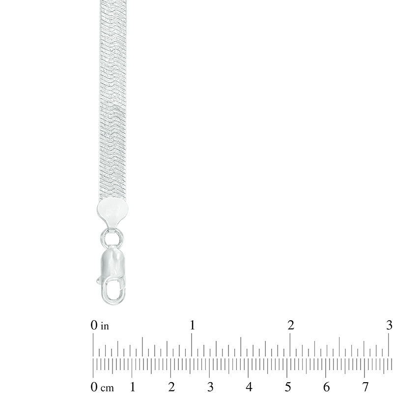 Main Image 3 of Made in Italy 7.0mm Diamond-Cut Herringbone Chain Necklace in Sterling Silver - 18"