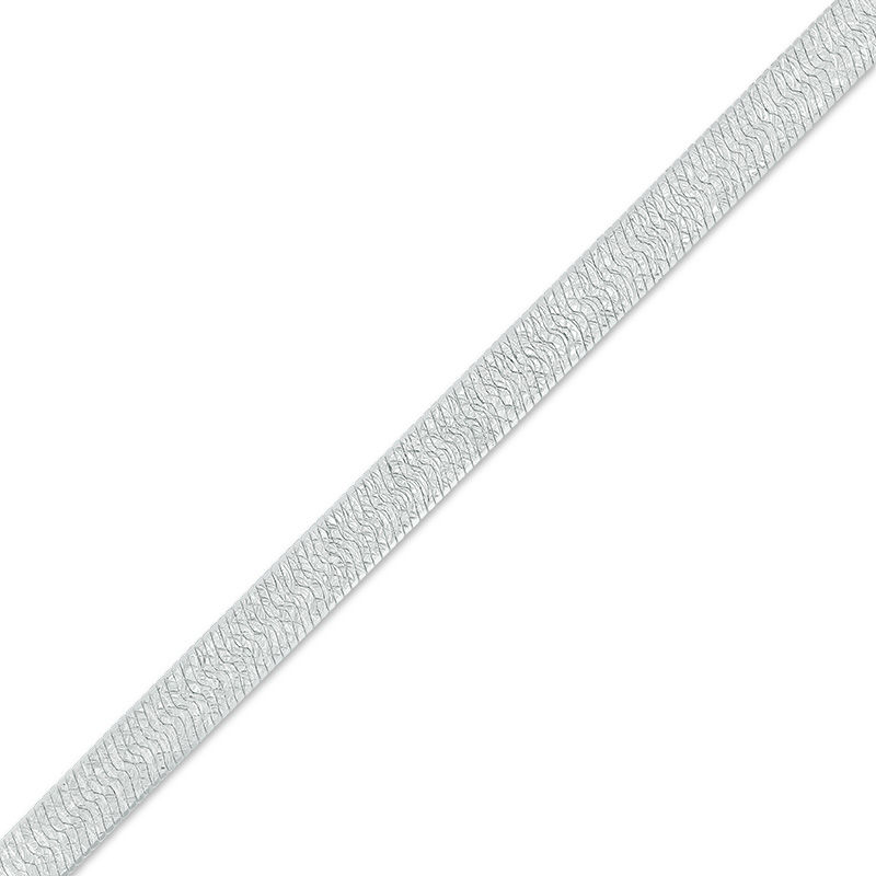 Main Image 1 of Made in Italy 7.0mm Diamond-Cut Herringbone Chain Bracelet in Sterling Silver - 7.5"