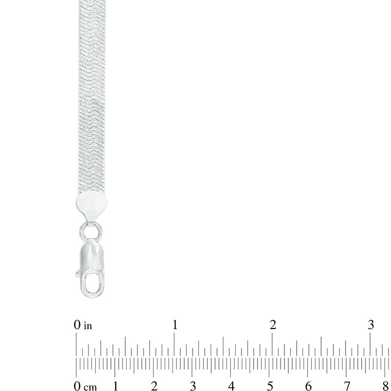 Main Image 3 of Made in Italy 7.0mm Diamond-Cut Herringbone Chain Bracelet in Sterling Silver - 7.5"