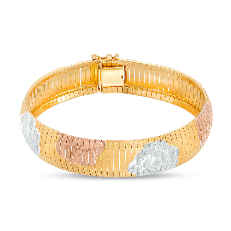 Main Image 1 of Made in Italy 14.5mm Rose Omega Chain Bracelet in Sterling Silver with 14K Two-Tone Gold Plate - 7.5"