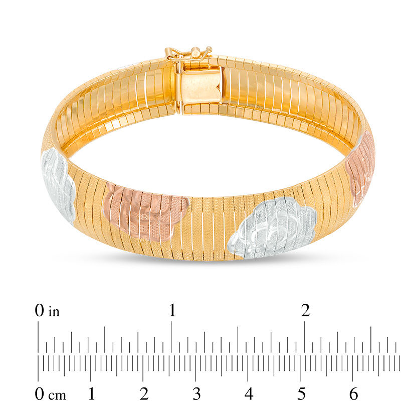 Made in Italy 14.5mm Rose Omega Chain Bracelet in Sterling Silver with 14K Two-Tone Gold Plate - 7.5"