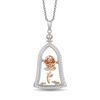 Thumbnail Image 0 of Enchanted Disney Belle 1/5 CT. T.W. Diamond Rose in Dome Pendant in Sterling Silver and 10K Rose Gold - 19"