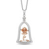 Thumbnail Image 1 of Enchanted Disney Belle 1/5 CT. T.W. Diamond Rose in Dome Pendant in Sterling Silver and 10K Rose Gold - 19"