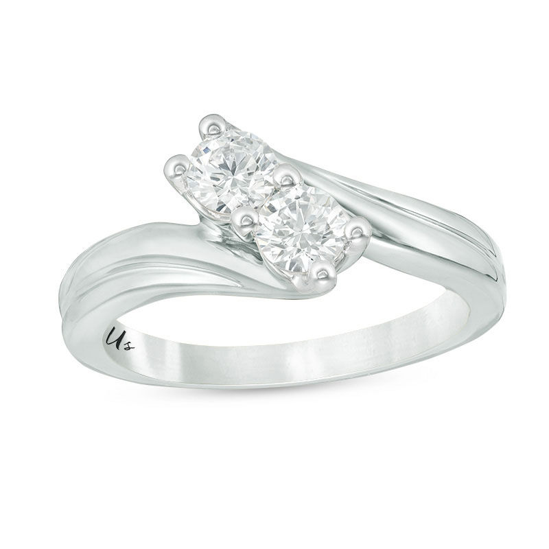 Ever Us® 5/8 CT. T.W. Two-Stone Diamond Bypass Ring in 14K White Gold