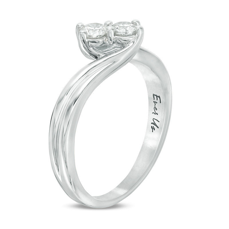 Ever Us® 1/3 CT. T.W. Two-Stone Diamond Bypass Ring in 14K White Gold