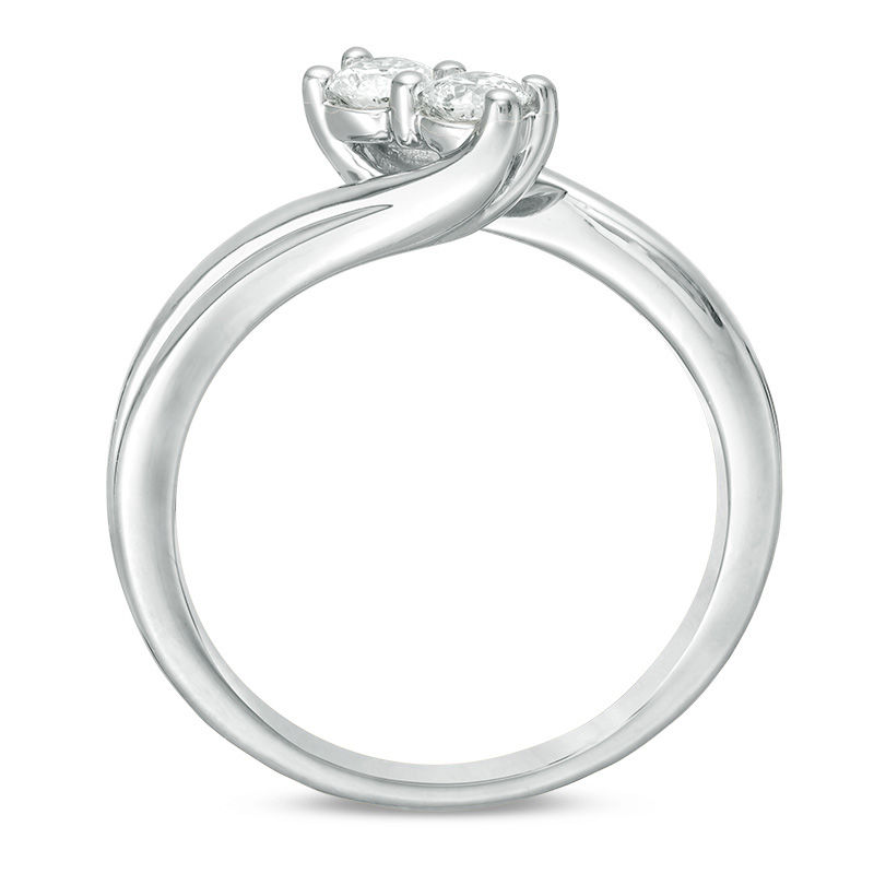 Ever Us® 1/3 CT. T.W. Two-Stone Diamond Bypass Ring in 14K White Gold