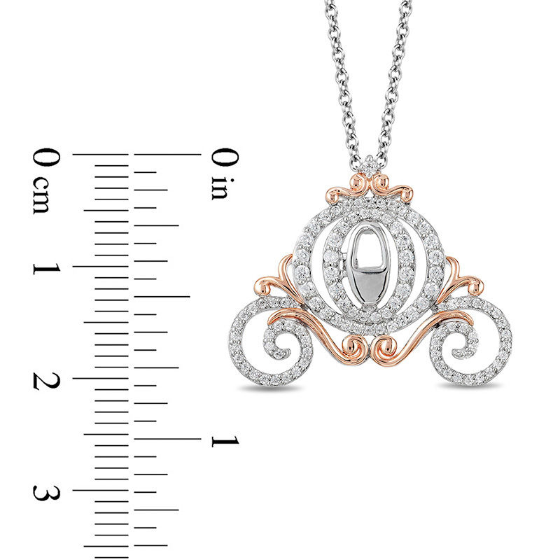 Enchanted Disney Cinderella 1/2 CT. T.W. Diamond Carriage Pendant in 10K Two-Tone Gold - 19"