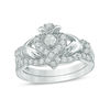 Thumbnail Image 0 of 1/2 CT. T.W. Diamond Claddagh Bridal Set in 10K White Gold