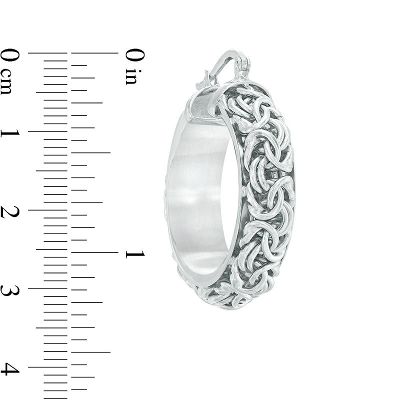 Made in Italy 20.96mm Byzantine-Style Hoop Earrings in Sterling Silver