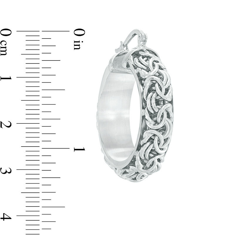 Main Image 2 of Made in Italy 20.96mm Byzantine-Style Hoop Earrings in Sterling Silver