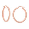 Thumbnail Image 0 of Made in Italy 25.67mm Diamond-Cut Hoop Earrings in Sterling Silver with 14K Rose Gold Plate