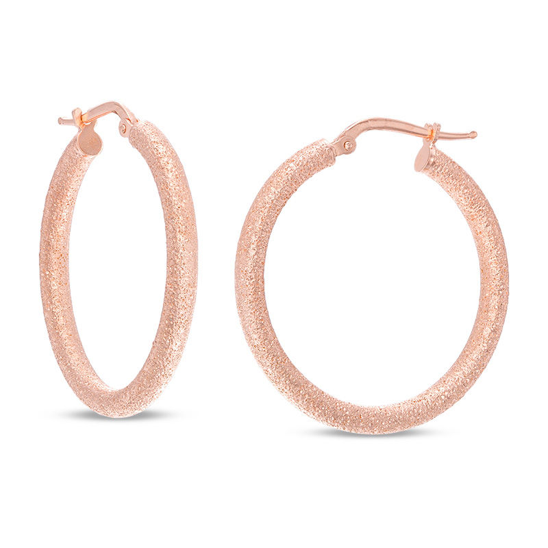 Main Image 1 of Made in Italy 25.67mm Diamond-Cut Hoop Earrings in Sterling Silver with 14K Rose Gold Plate