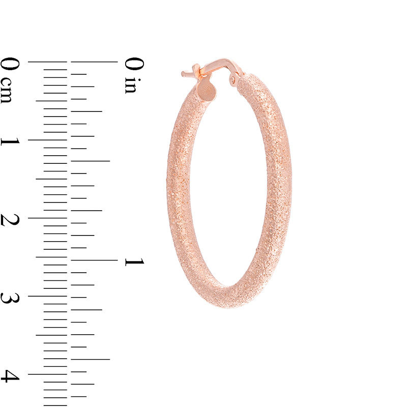 Main Image 2 of Made in Italy 25.67mm Diamond-Cut Hoop Earrings in Sterling Silver with 14K Rose Gold Plate