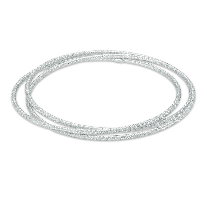 Main Image 1 of Made in Italy 6.8mm Diamond-Cut Interlocking Bangle in Sterling Silver - 8.0"