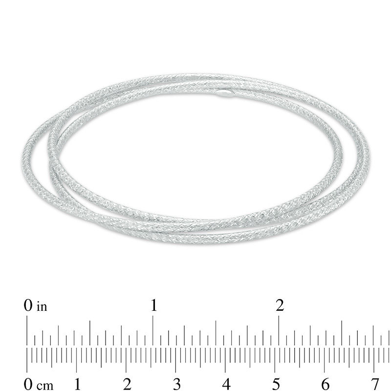 Main Image 2 of Made in Italy 6.8mm Diamond-Cut Interlocking Bangle in Sterling Silver - 8.0"